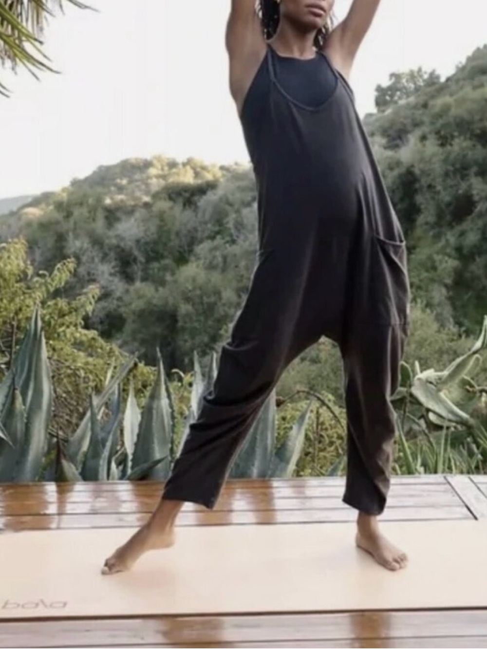 Free People x Hatch Maternity Hot Shot onesie washed black